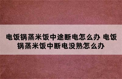 电饭锅蒸米饭中途断电怎么办 电饭锅蒸米饭中断电没熟怎么办